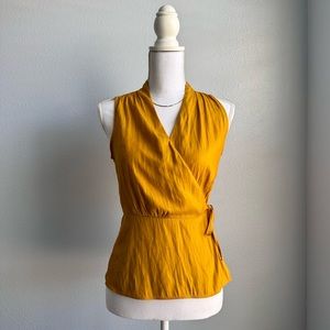Gold Banana Republic Sleeveless Wrap Blouse